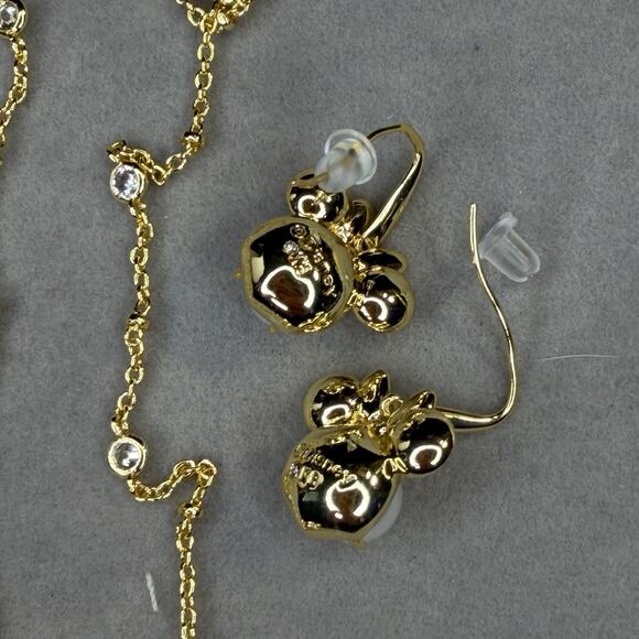 Disney | Kendra Scott Gold Minnie Mouse Earrings & Necklace Set New w Dust Pouch - Picture 4 of 10